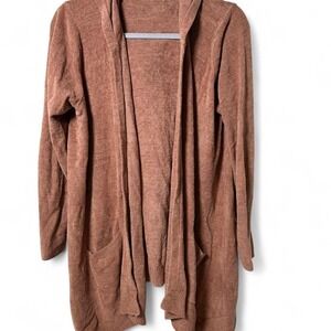 Barefoot Dreams CozyChic Ultra Lite Hooded Cardigan In Clay‎ Duster Comfort M